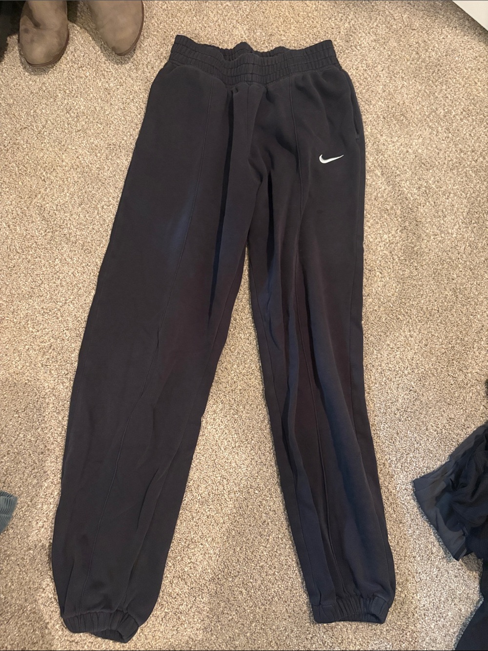 Nike Black Jogger Sweatpants with White Swoosh